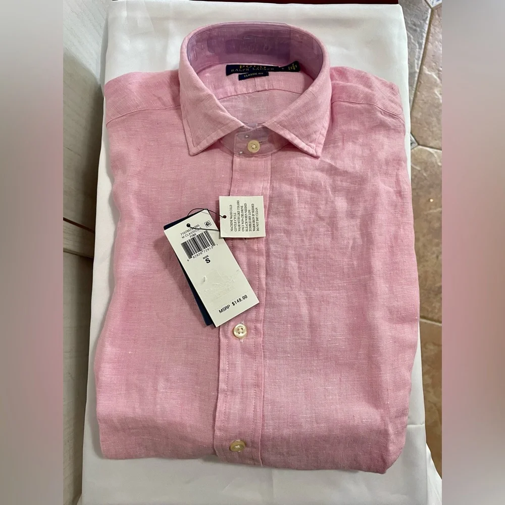 Polo Ralph Lauren Classic Fit Linen pink Shirt